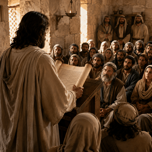 Jesus reads Isaiah 61